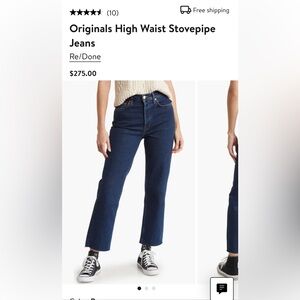 Re/done Originals High Waist Stovepipe Jeans, 27